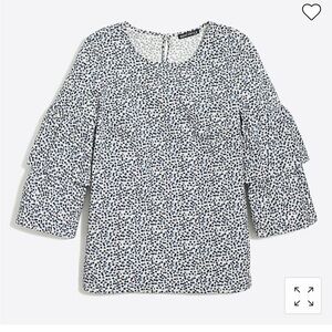 J. Crew Mercantile Printed Tiered Bell-Sleeve Top
